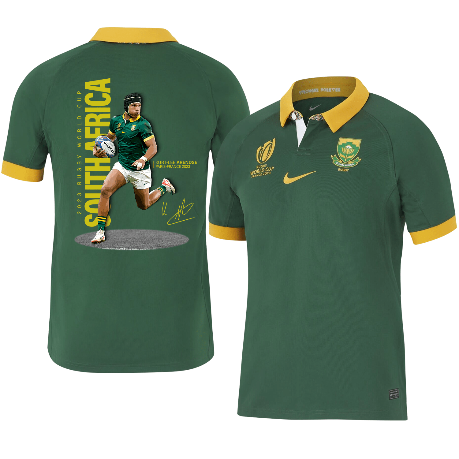 Kurt-Lee Arendse Signed SA Rb World Cup 2023 Stadium Home Jersey – Men Green