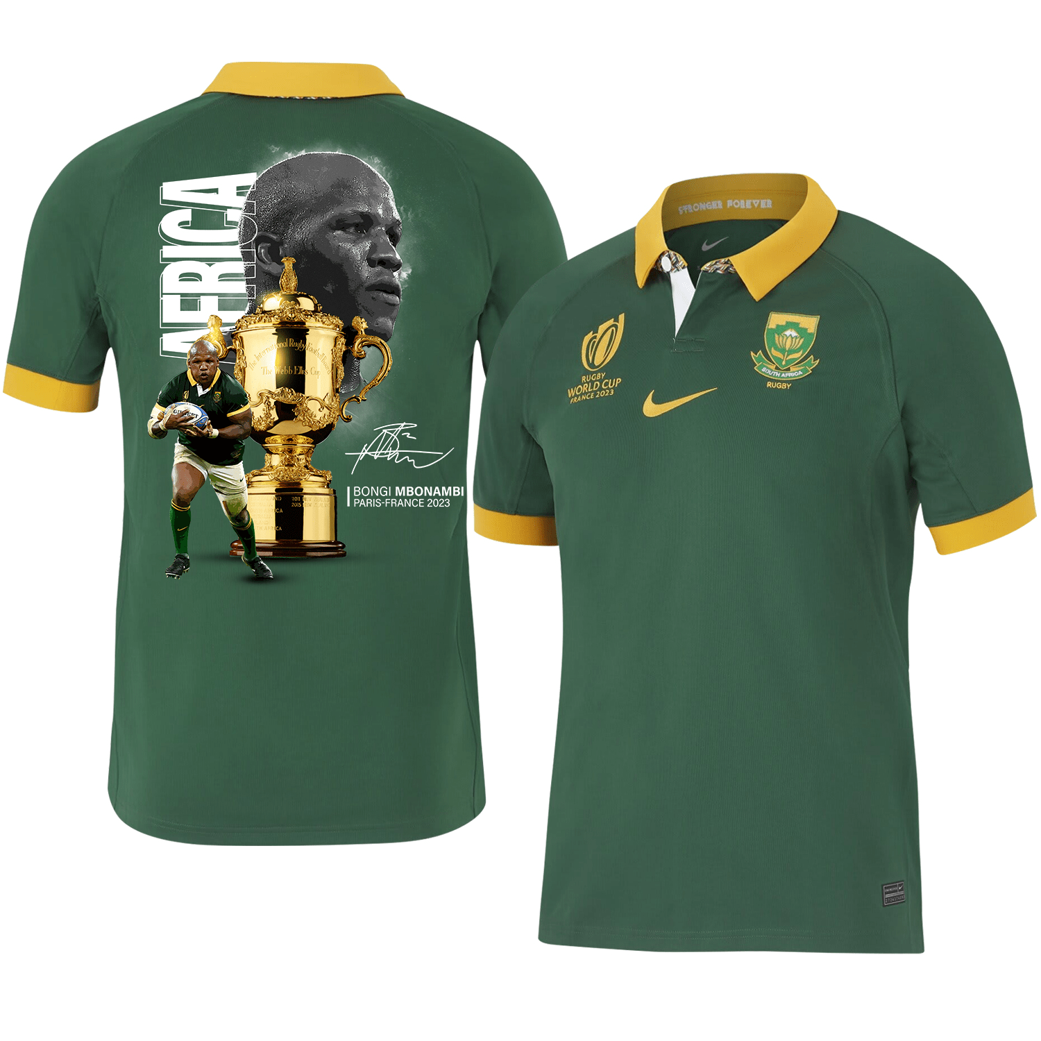 Bongi Mbonambi Signed SA Rb World Cup 2023 Stadium Home Jersey – Men Green V2