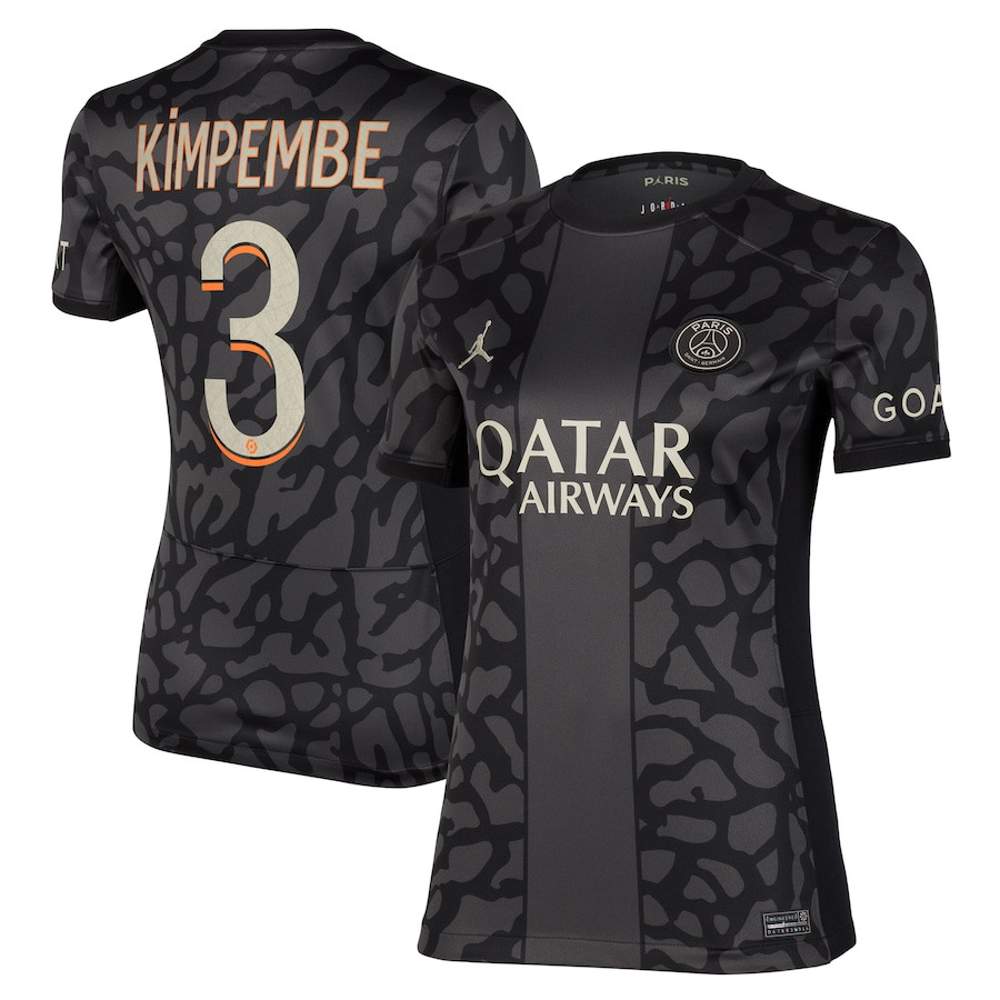 Presnel Kimpembe 3 Paris Saint-Germain x Jordan 2023/24 Third Women Jersey – Anthracite