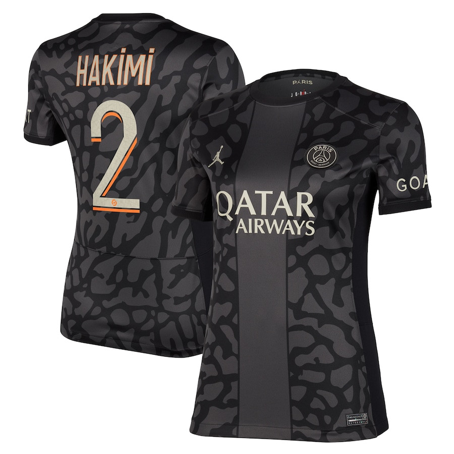 Achraf Hakimi 2 Paris Saint-Germain x Jordan 2023/24 Third Women Jersey – Anthracite