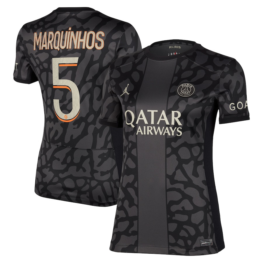 Marquinhos 5 Paris Saint-Germain x Jordan 2023/24 Third Women Jersey – Anthracite