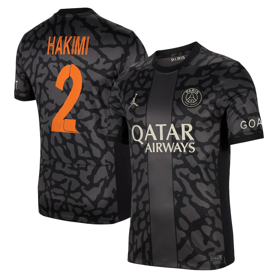 Achraf Hakimi 2 Paris Saint-Germain x Jordan Champions League 2023-24 Third Men Jersey – Anthracite