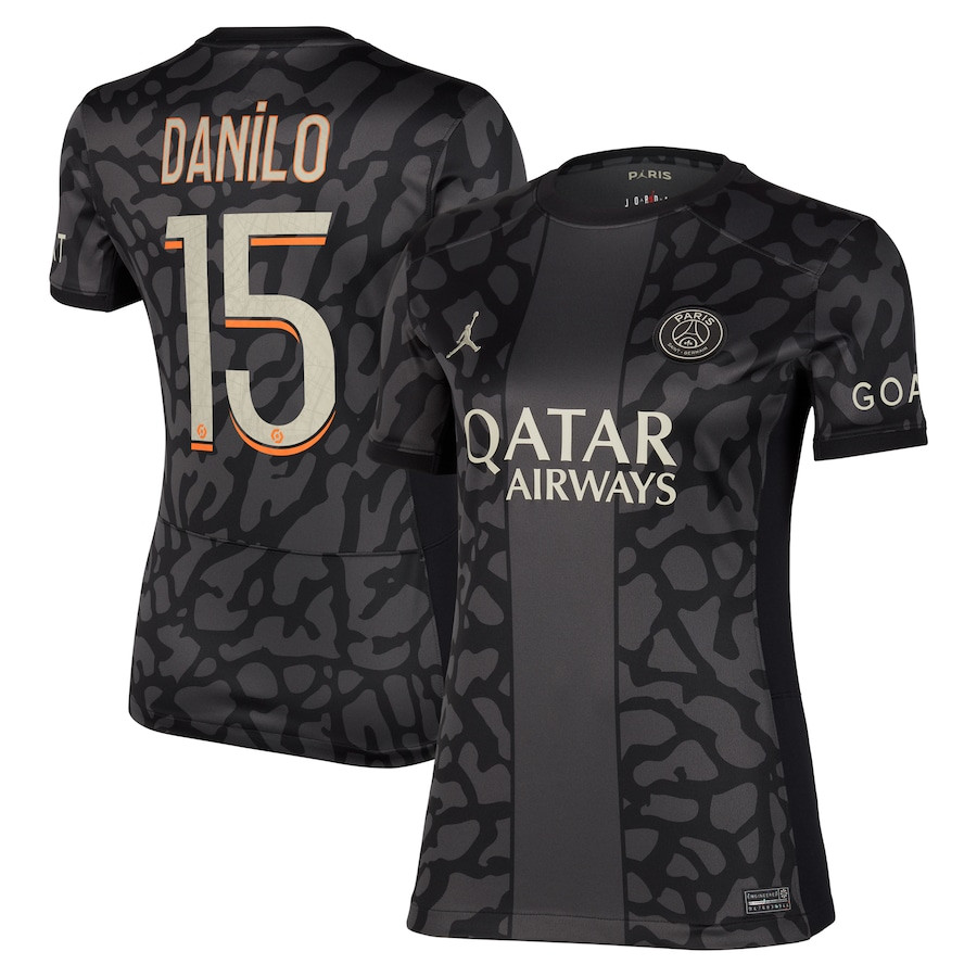 Danilo Pereira 15 Paris Saint-Germain x Jordan 2023/24 Third Women Jersey – Anthracite