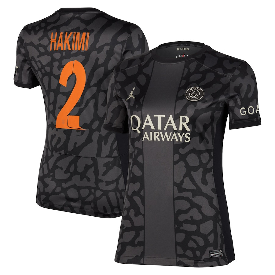 Achraf Hakimi 2 Paris Saint-Germain x Jordan Champions League 2023/24 Third Women Jersey – Anthracite