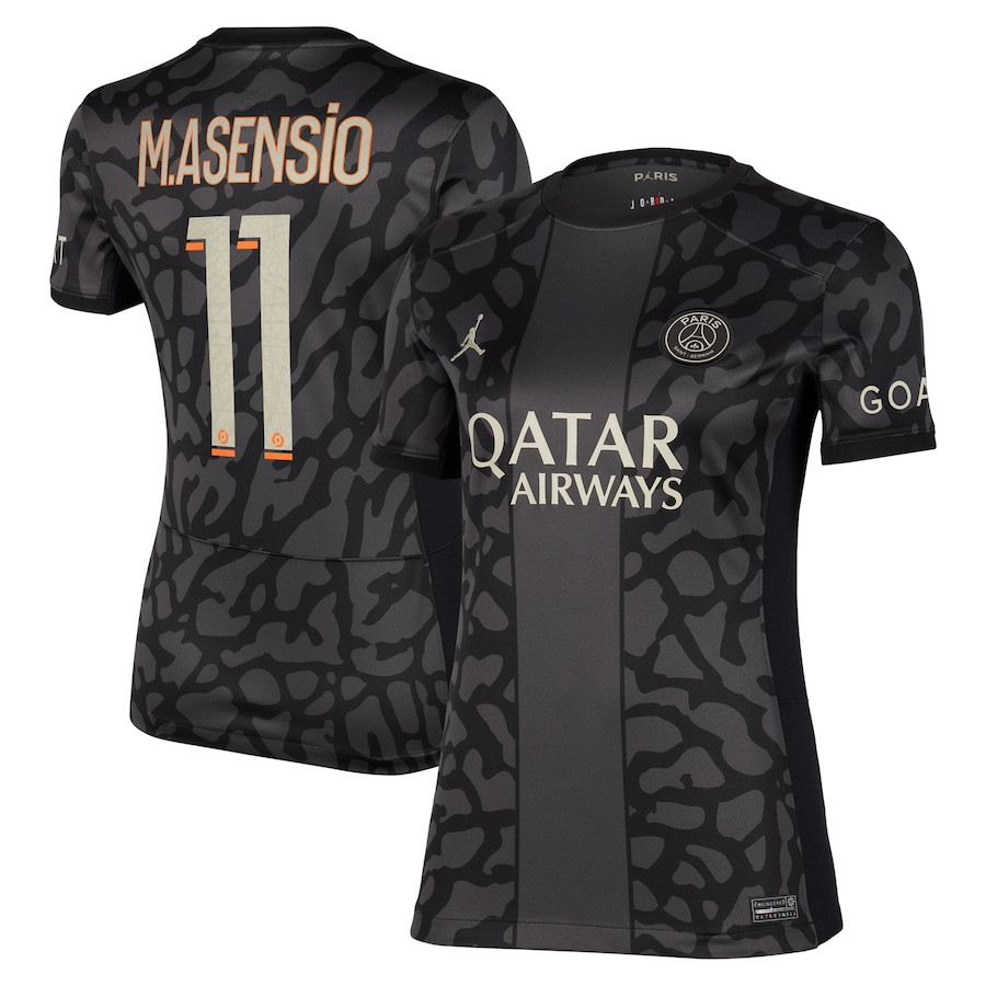 Marco Asensio 11 Paris Saint-Germain x Jordan 2023/24 Third Women Jersey – Anthracite