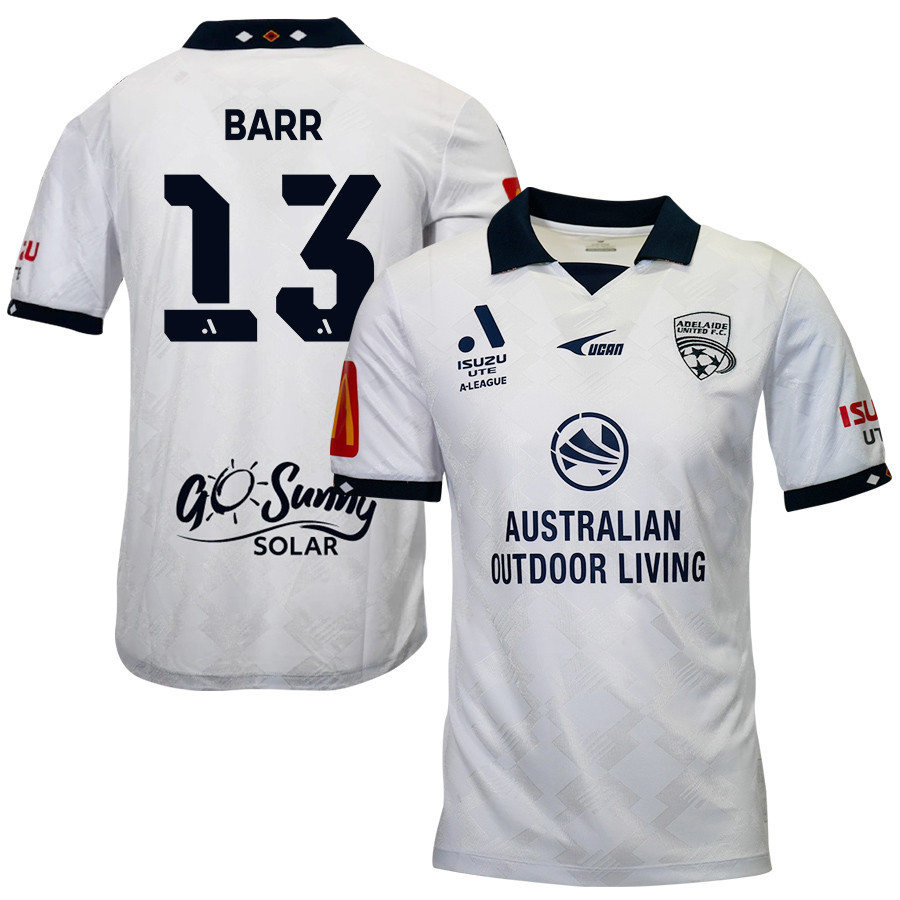 Lachlan Barr 13 Adelaide United 2023-24 Away Men Jersey – White