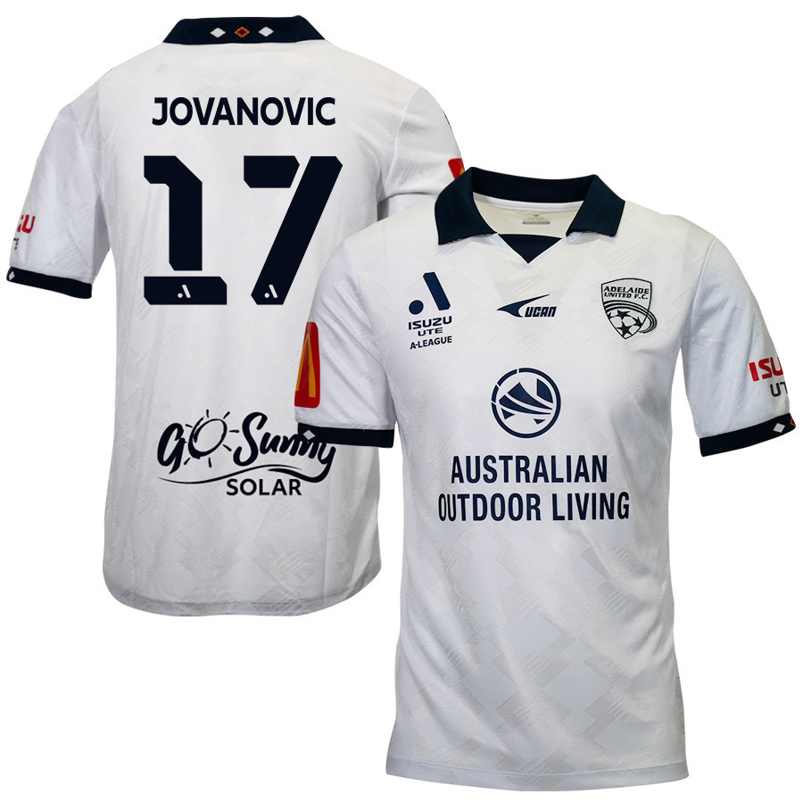 Luka Jovanovic 17 Adelaide United 2023-24 Away Men Jersey – White