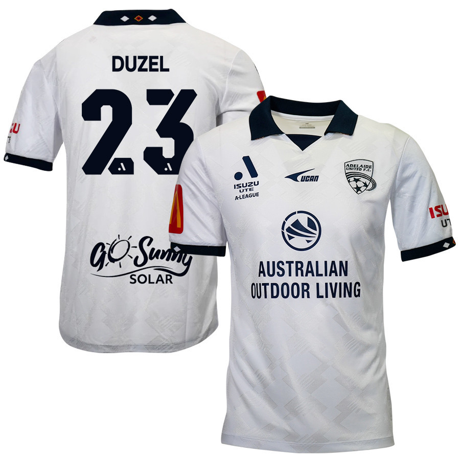 Luke Duzel 23 Adelaide United 2023-24 Away Men Jersey – White