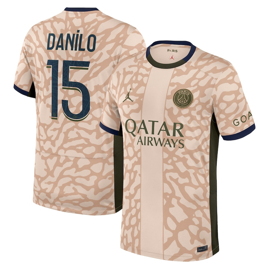 Danilo Pereira 15 Paris Saint-Germain 2023/24 Fourth Stadium Men Jersey – Tan