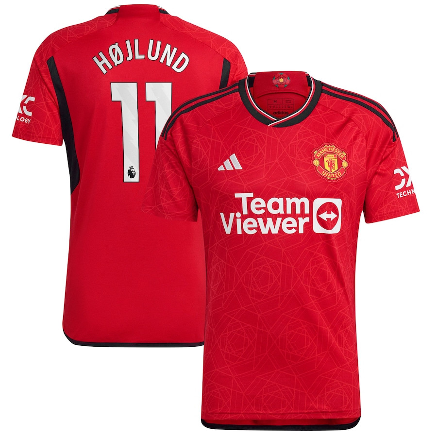 Rasmus Hjlund 11 Manchester United 2023/24 Home Men Player Jersey – Red