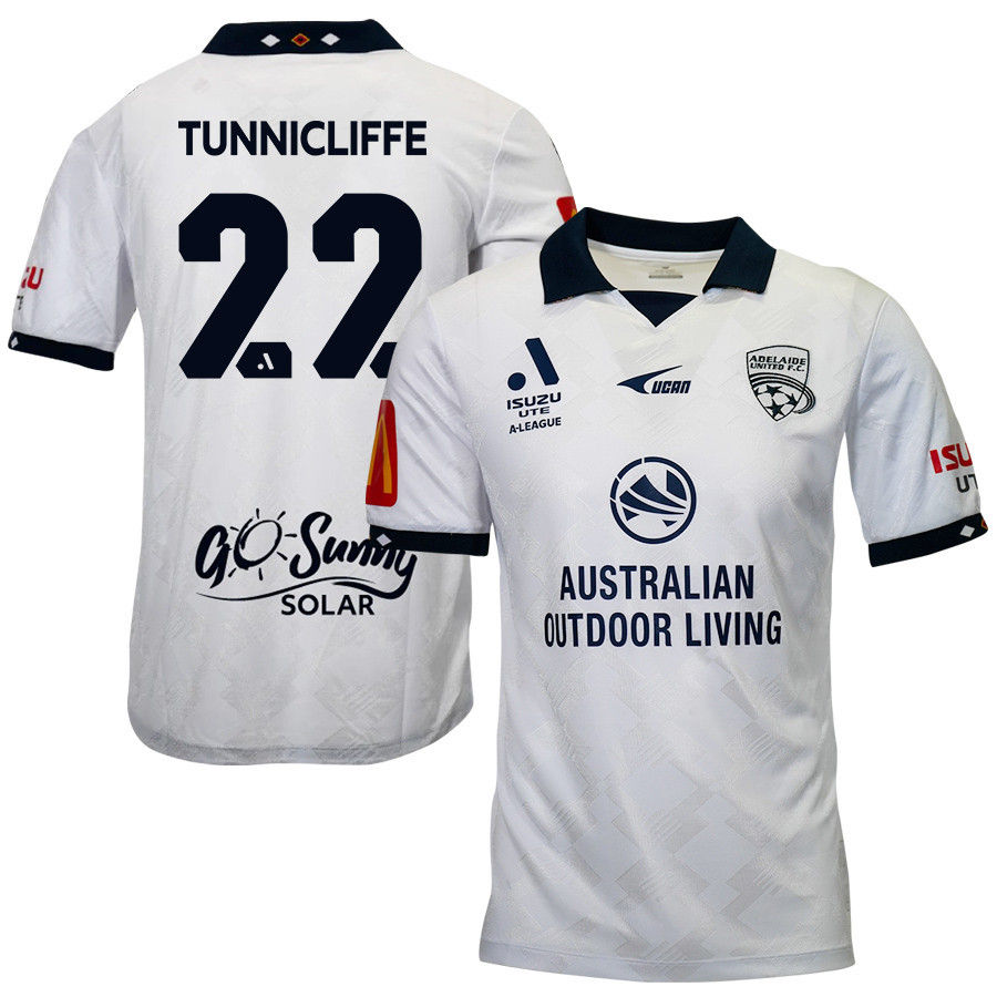 Ryan Tunnicliffe 22 Adelaide United 2023-24 Away Men Jersey – White