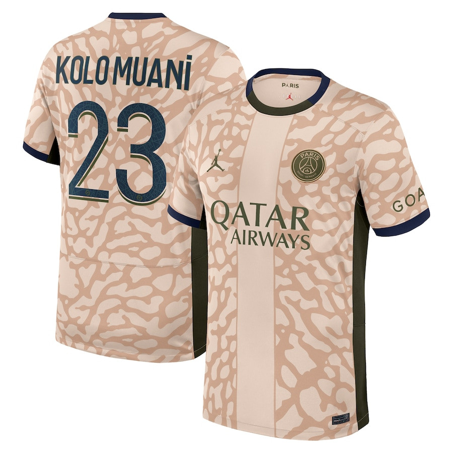 Randal Kolo Muani 23 Paris Saint-Germain 2023/24 Fourth Stadium Men Jersey – Tan