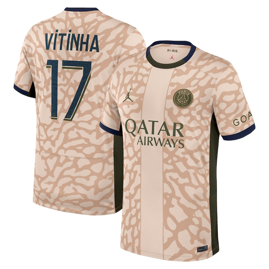 Vtor Ferreira 17 Paris Saint-Germain 2023/24 Fourth Stadium Men Jersey – Tan