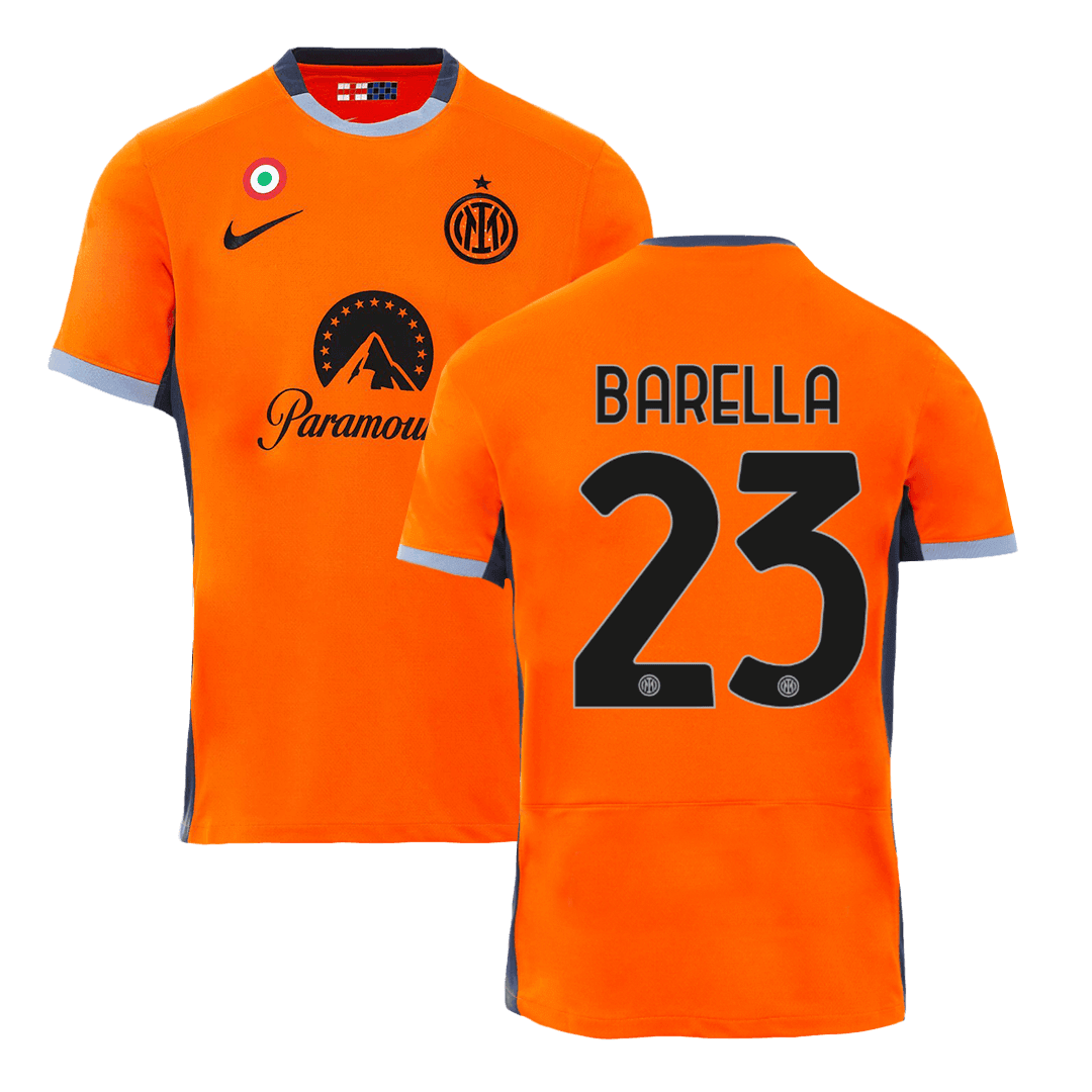 Nicol Barella 23 Inter Milan 2023/24 Men Third Jersey – Orange