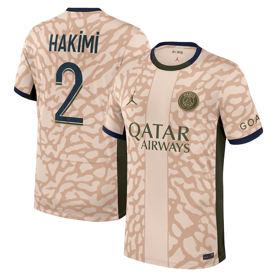 Achraf Hakimi 2 Paris Saint-Germain 2023/24 Fourth Stadium Men Jersey – Tan