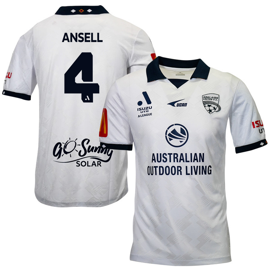 Nick Ansell 4 Adelaide United 2023-24 Away Men Jersey – White