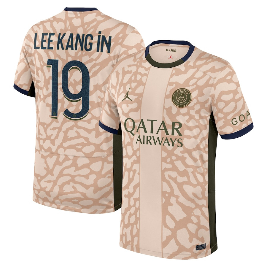 Lee Kang In 19 Paris Saint-Germain 2023/24 Fourth Stadium Men Jersey – Tan