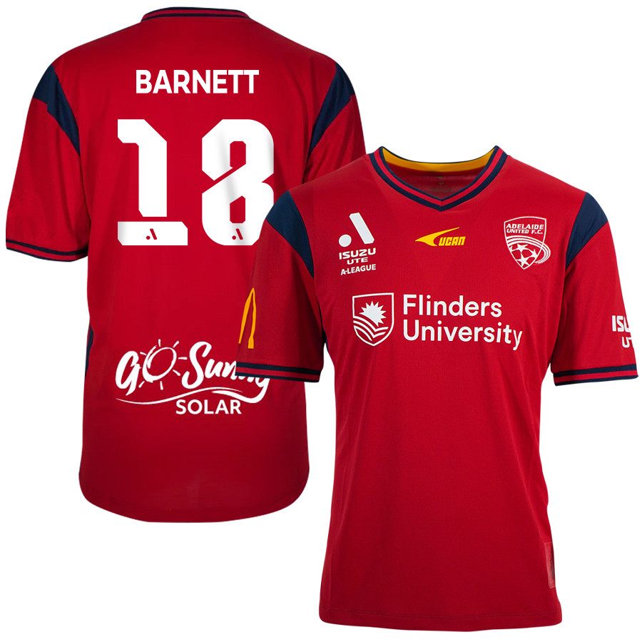 Jay Barnett 18 Adelaide United 2023-24 Home Men Jersey – Red