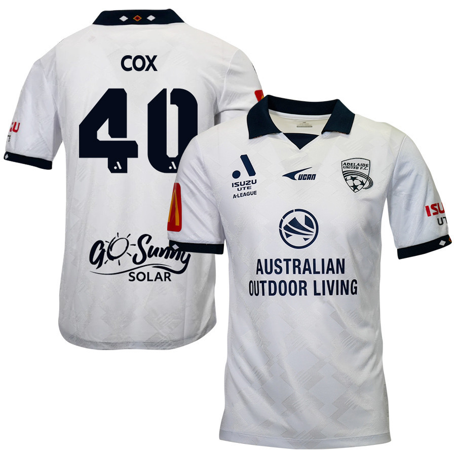 Ethan Cox 40 Adelaide United 2023-24 Away Men Jersey – White