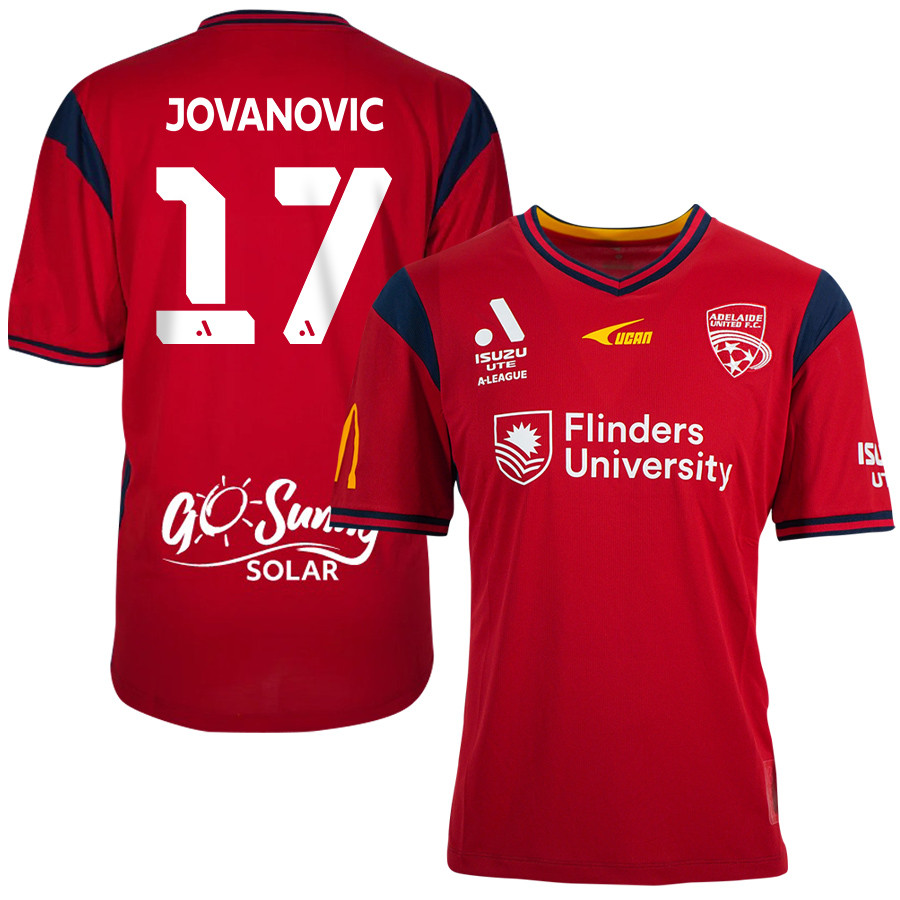 Luka Jovanovic 17 Adelaide United 2023-24 Home Men Jersey – Red