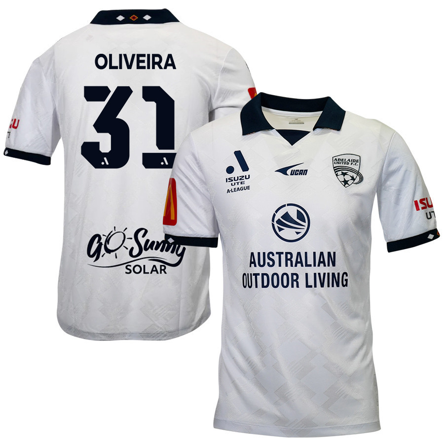 Bernardo Oliveira 31 Adelaide United 2023-24 Away Men Jersey – White