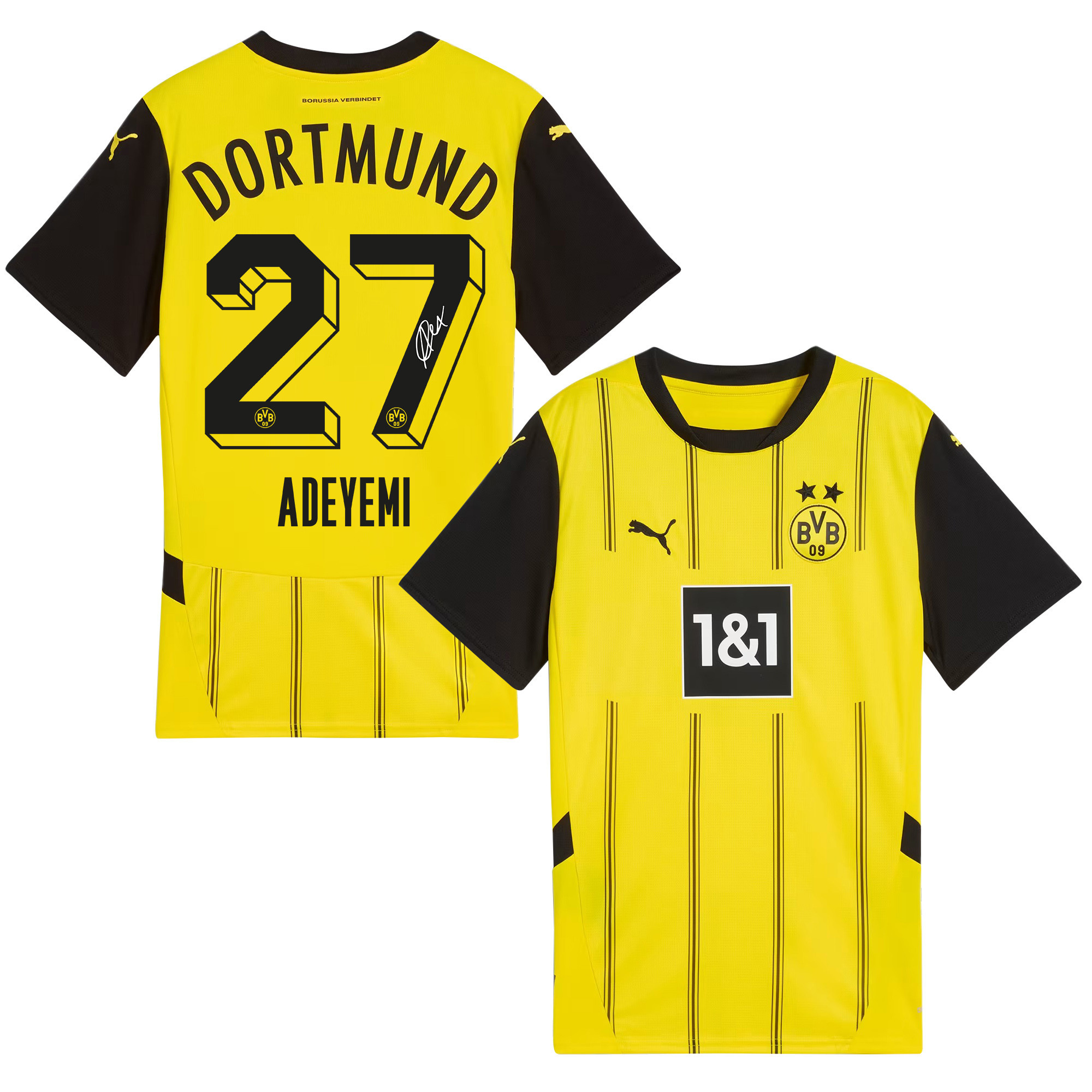 Karim Adeyemi 27 Signed Borussia Dortmund 2024/25 Home Jersey Autographed – Men, Yellow
