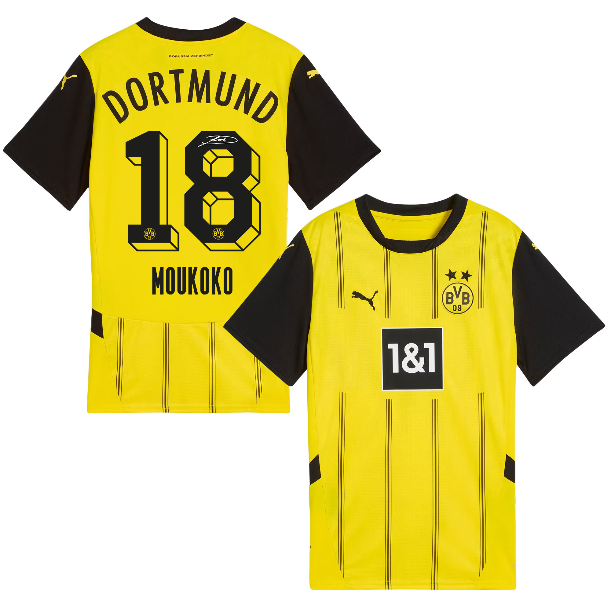 Youssoufa Moukoko 18 Signed Borussia Dortmund 2024/25 Home Jersey Autographed – Men, Yellow