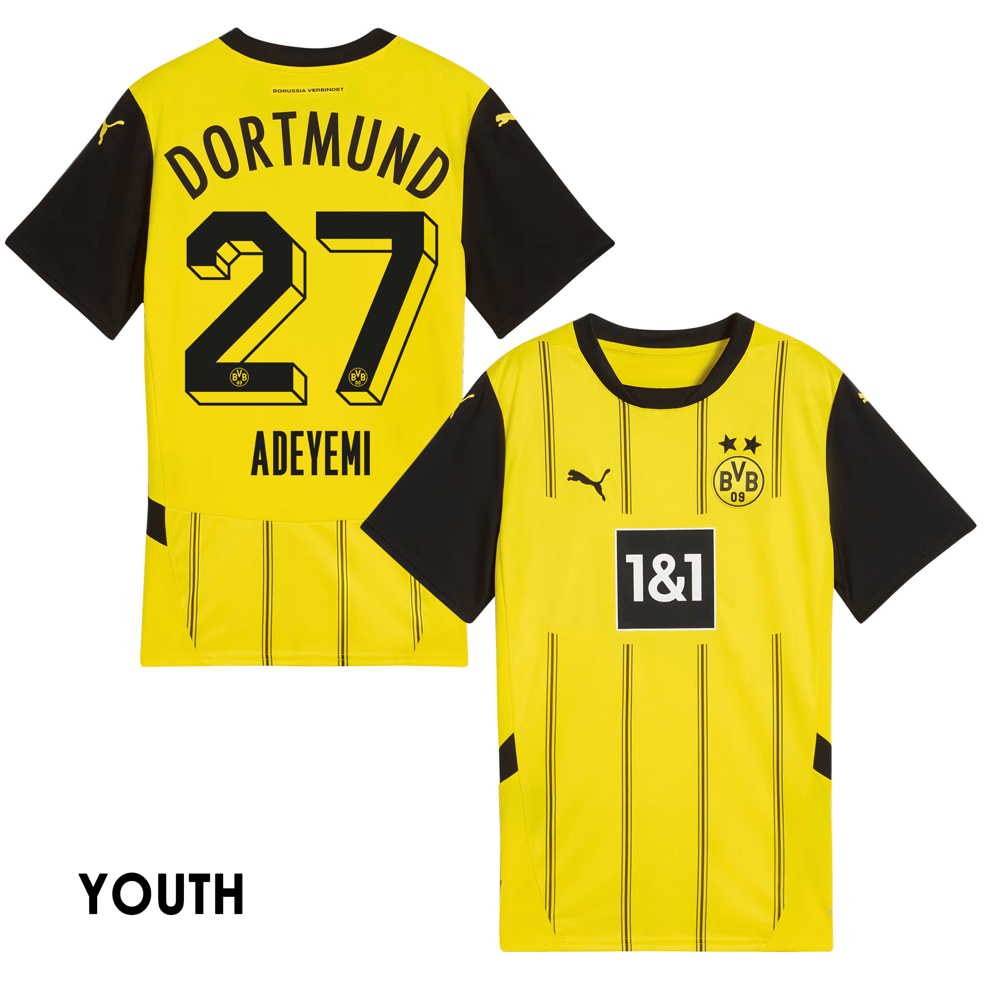 Karim Adeyemi 27 Borussia Dortmund 2024/25 YOUTH Home Jersey – Yellow