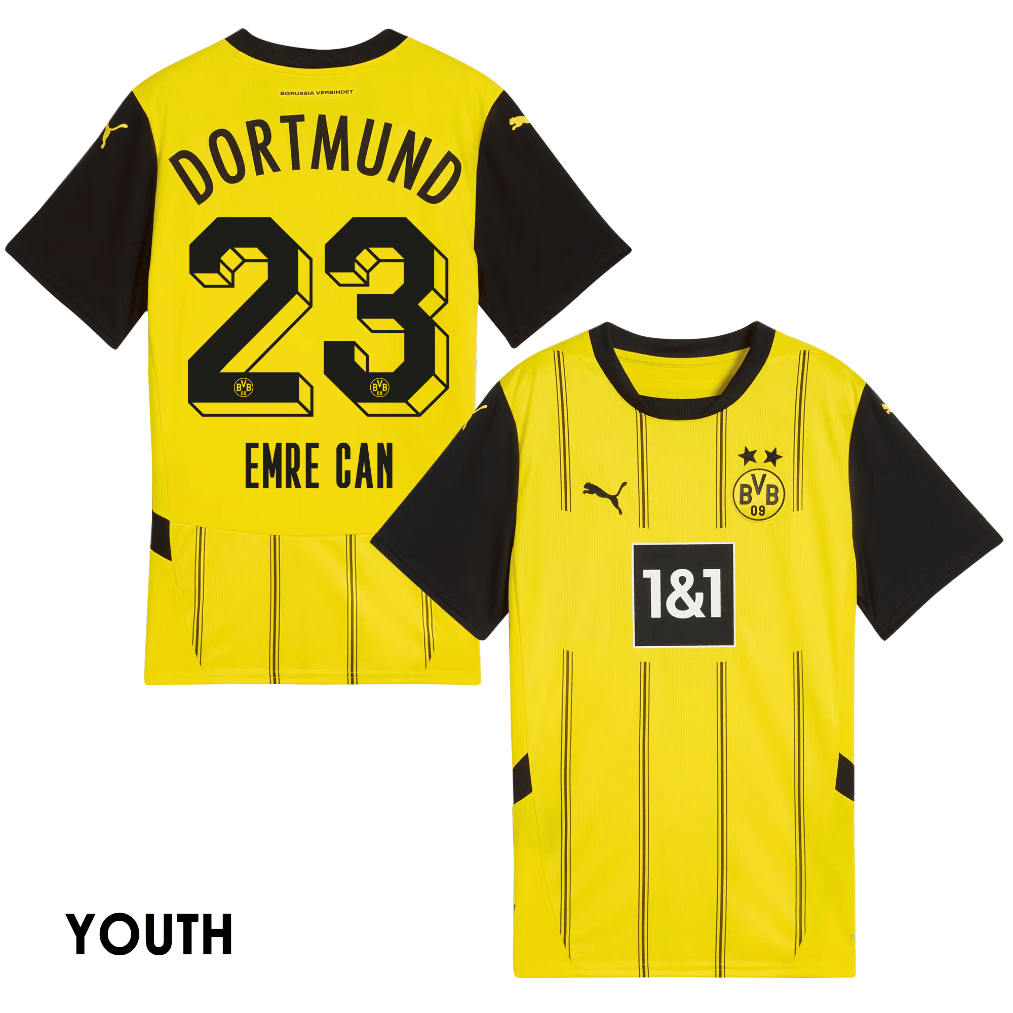 Emre Can 23 Borussia Dortmund 2024/25 YOUTH Home Jersey – Yellow
