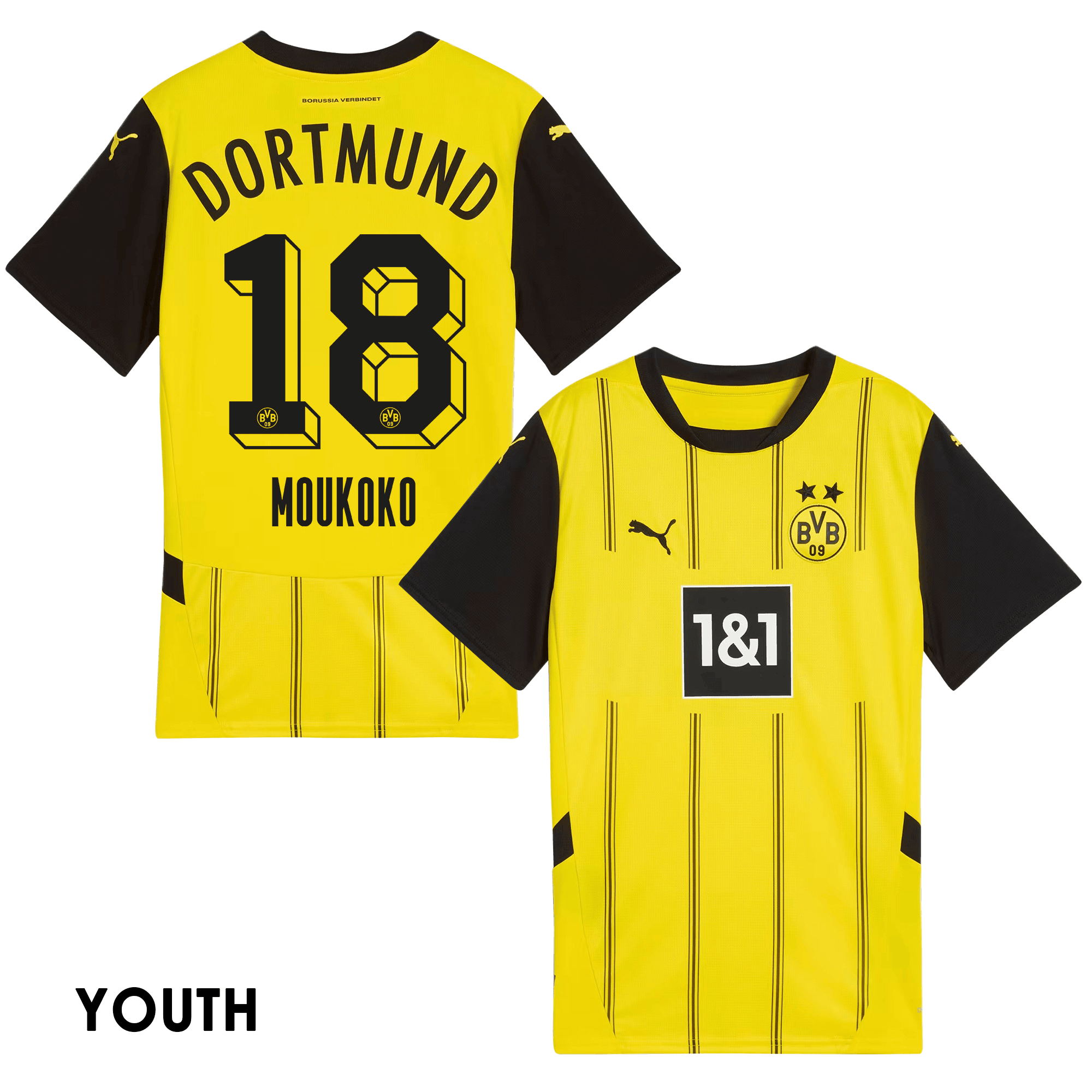 Youssoufa Moukoko 18 Borussia Dortmund 2024/25 YOUTH Home Jersey – Yellow