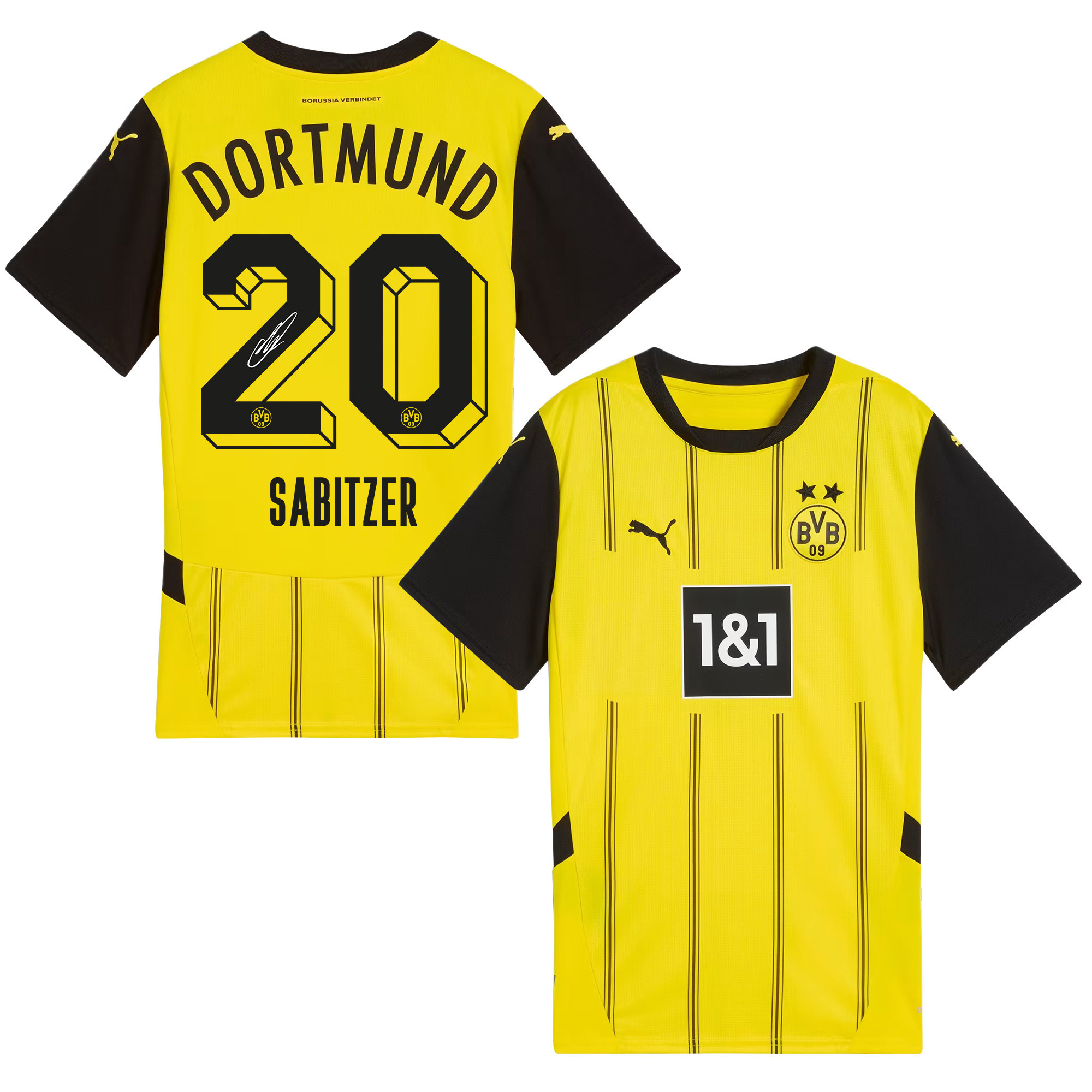 Marcel Sabitzer 20 Signed Borussia Dortmund 2024/25 Home Jersey Autographed – Men, Yellow
