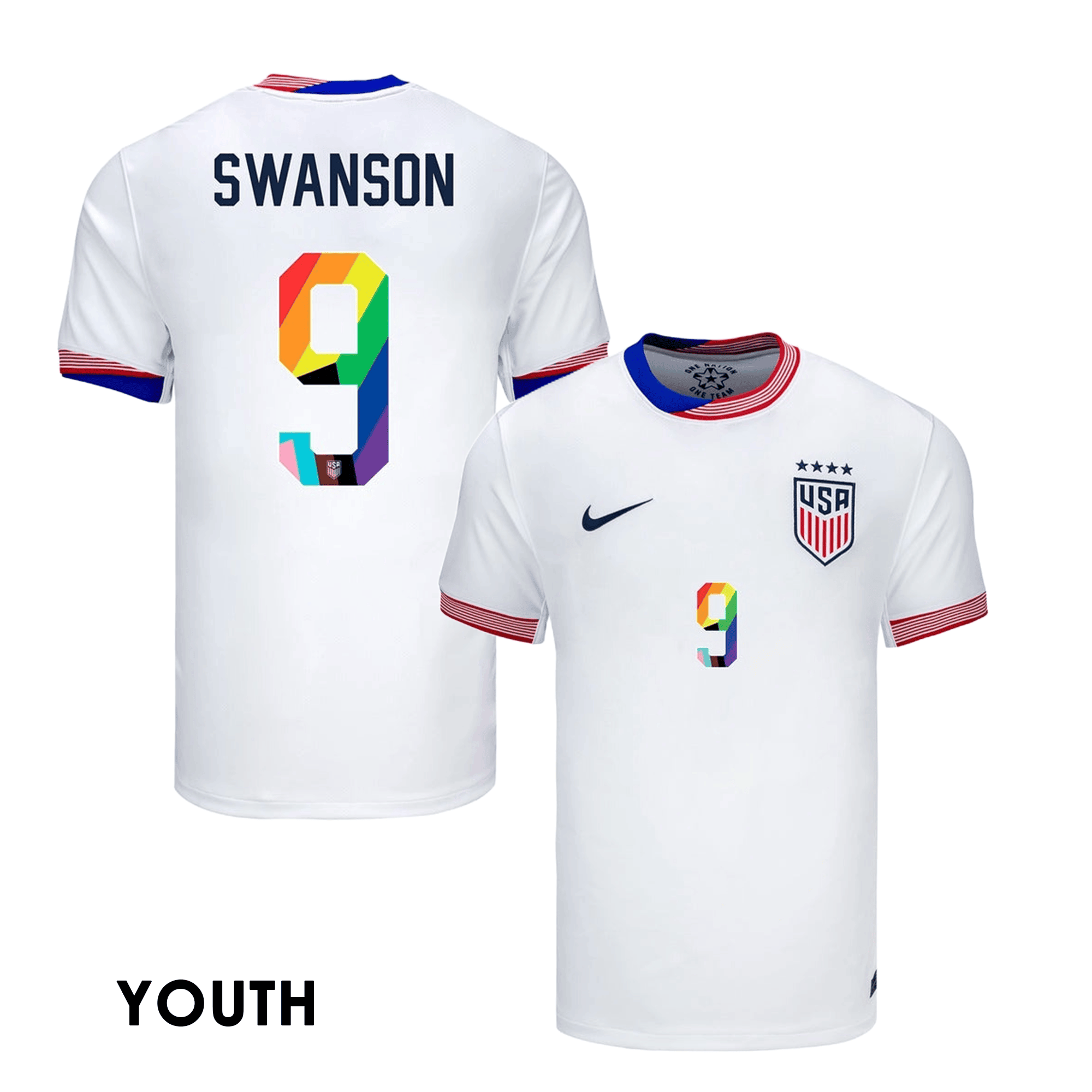 Mallory Swanson 9 USWNT 2024 Pride-Themed YOUTH Home Jersey – White