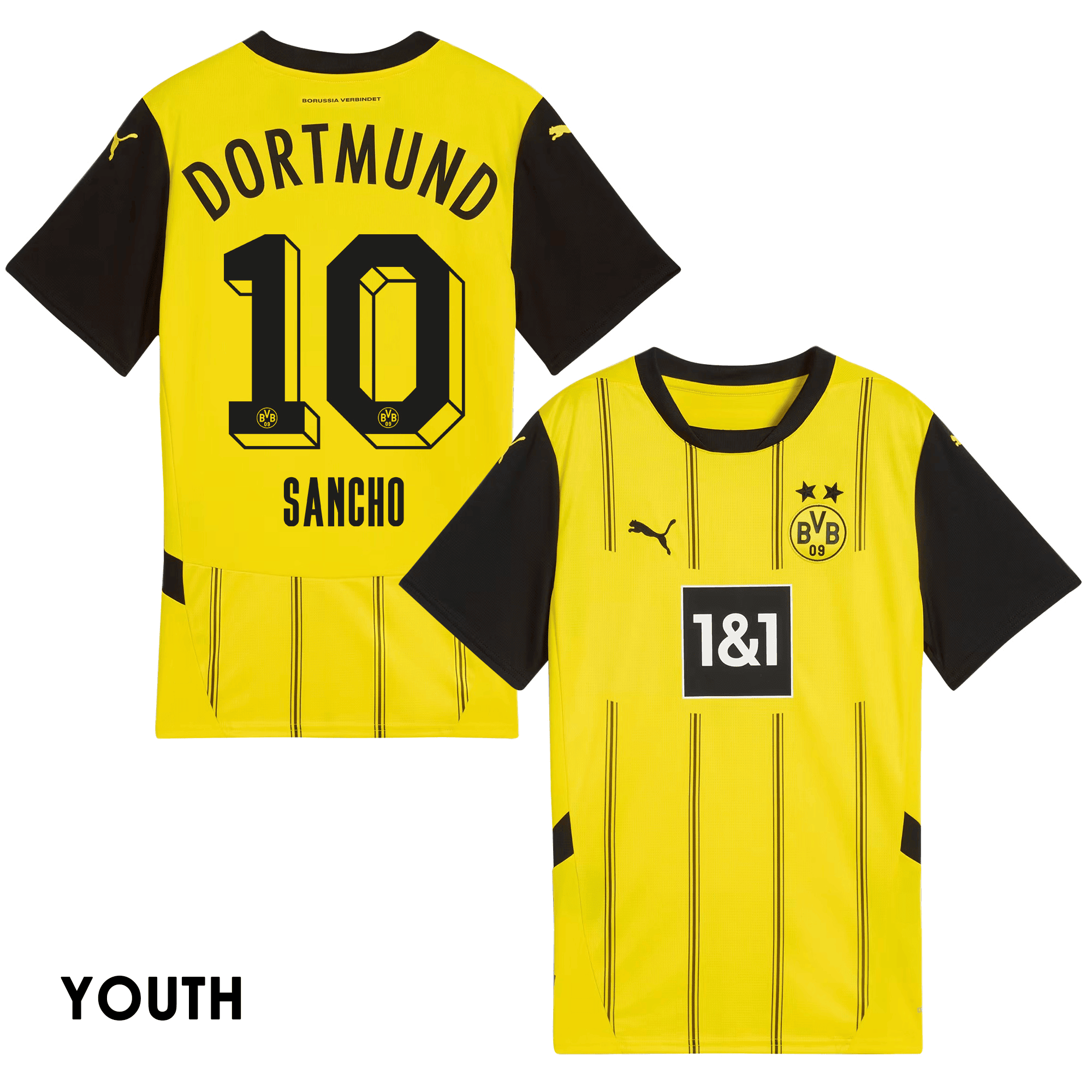 Jadon Sancho 10 Borussia Dortmund 2024/25 YOUTH Home Jersey – Yellow