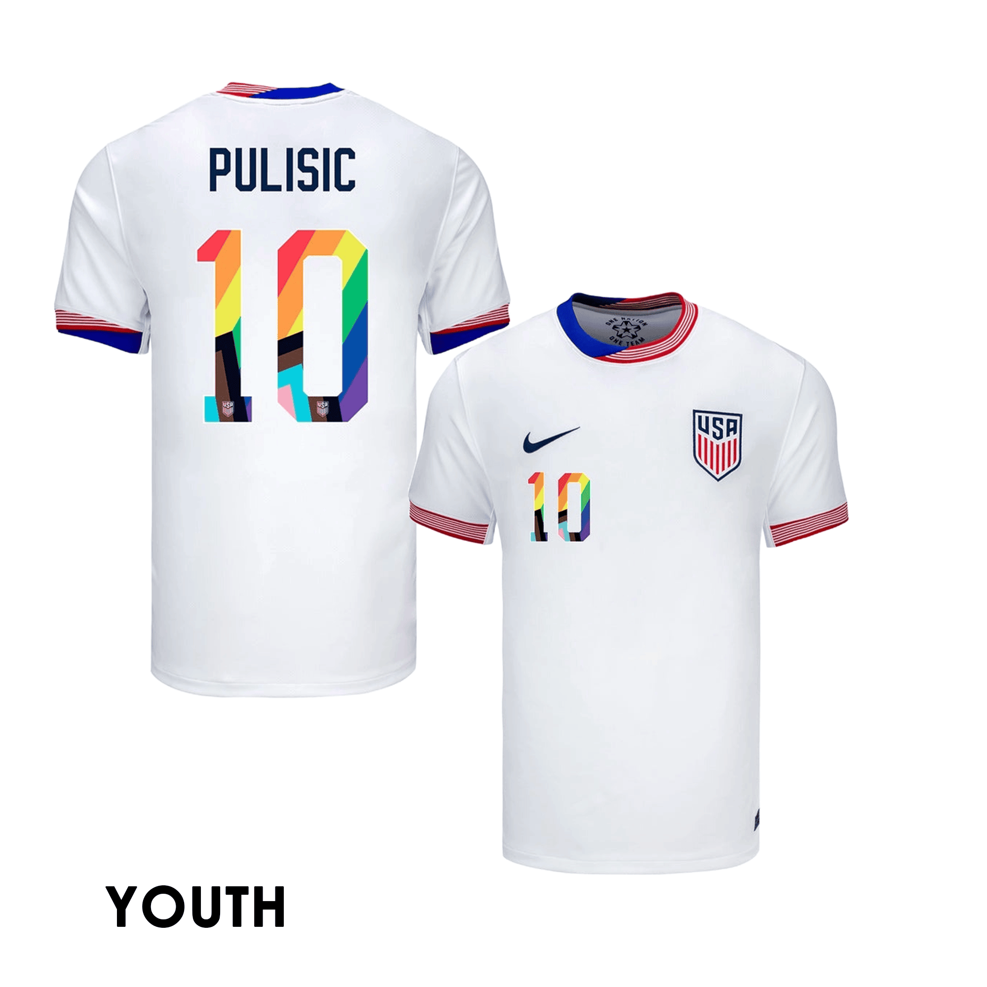 Christian Pulisic 10 USMNT 2024 Pride-Themed YOUTH Home Jersey – White