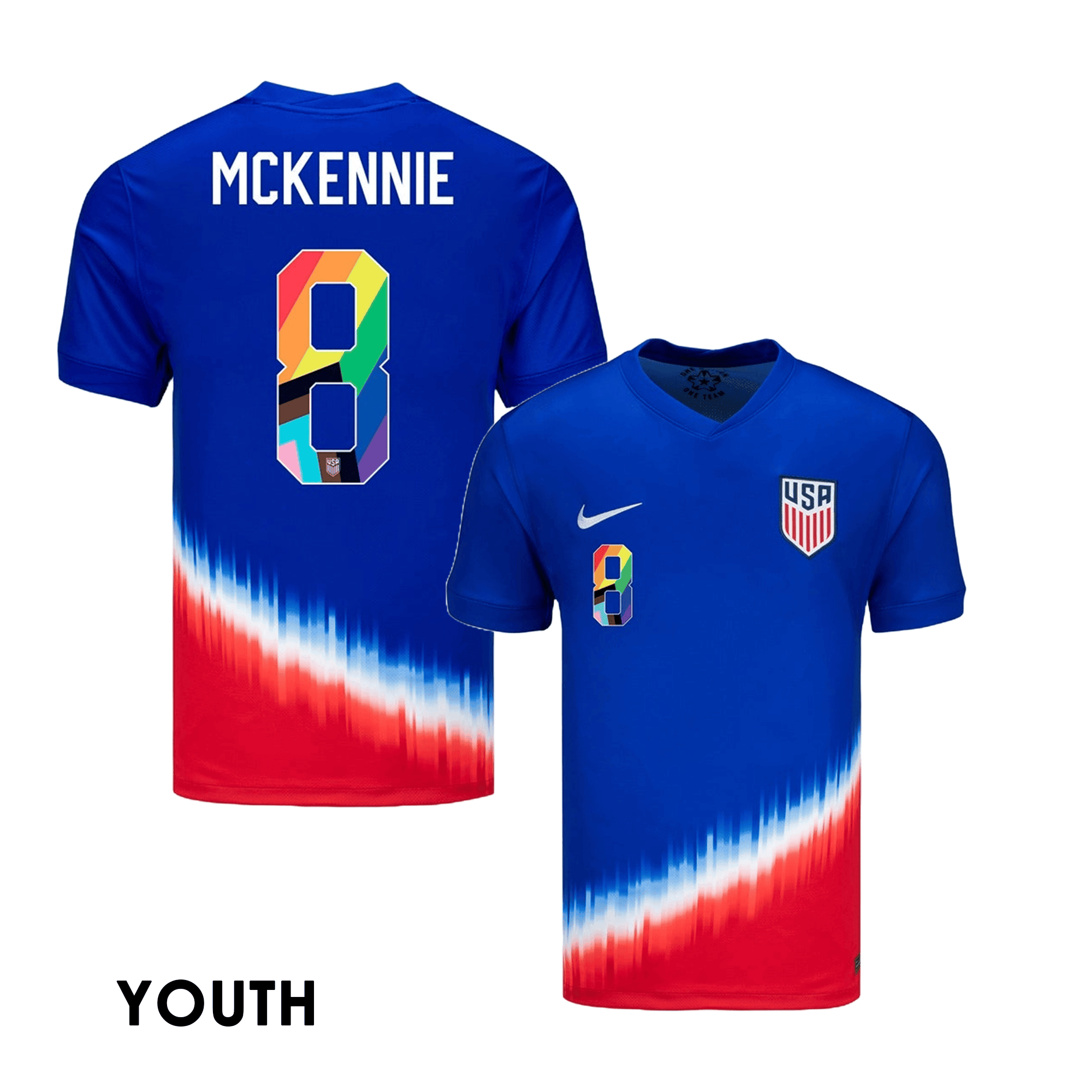 Weston McKennie 8 USMNT 2024 Pride-Themed YOUTH Away Jersey – Blue