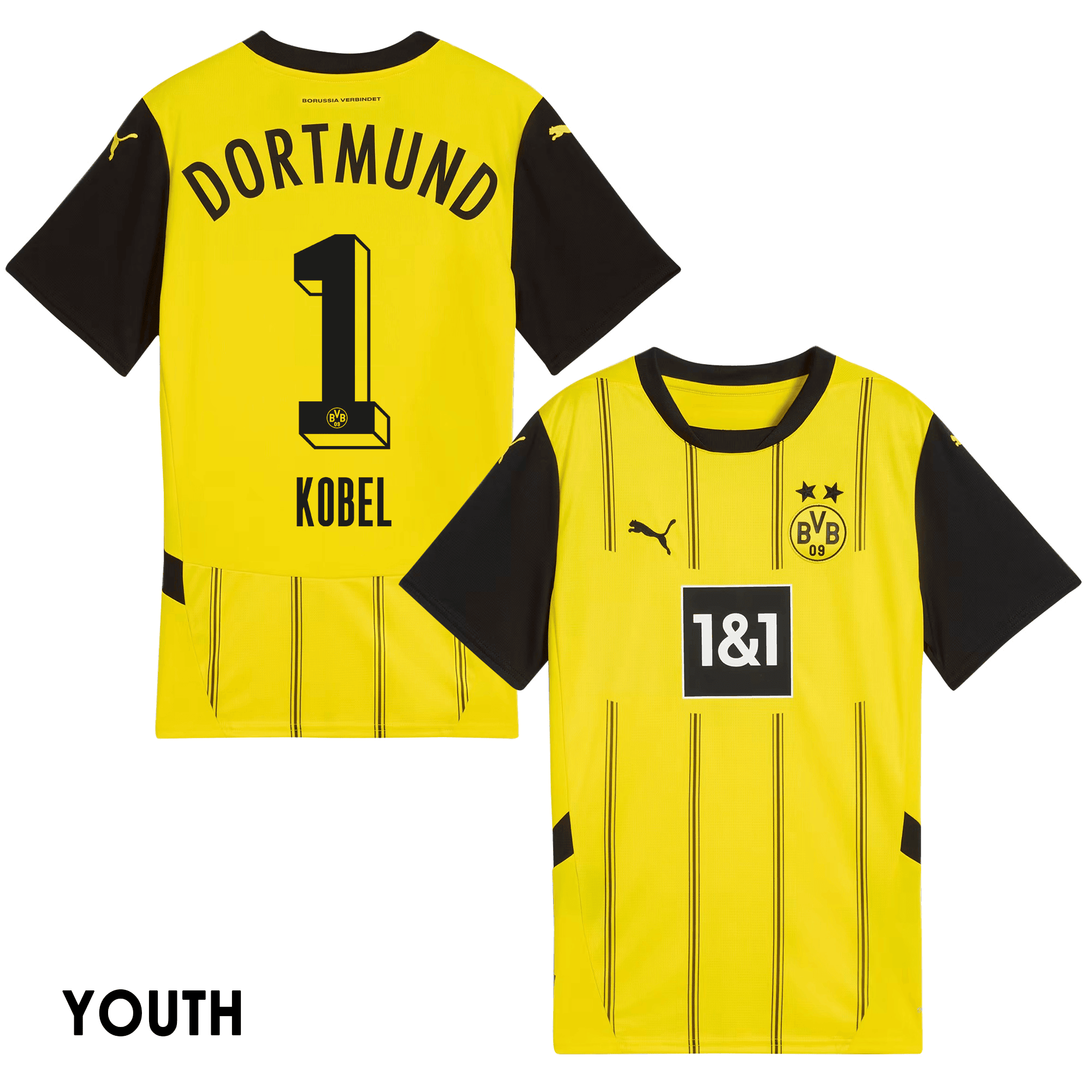 Gregor Kobel 1 Borussia Dortmund 2024/25 YOUTH Home Jersey – Yellow
