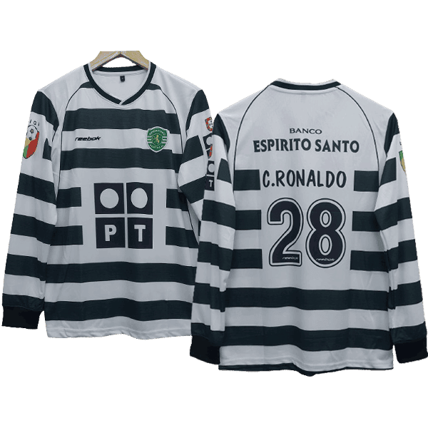 Cristiano Ronaldo Sporting Lisbon 2001-03 Men Long Sleeves Jersey – White