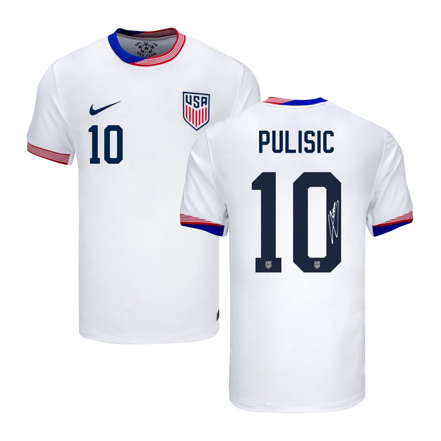 Christian Pulisic 10 Signed USMNT 2024 American Home Jersey Autographed – Men, White