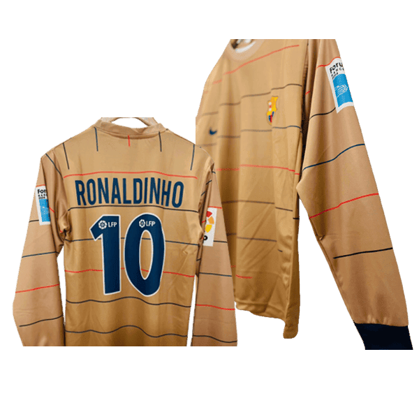 Ronaldinho Barcelona 2003-05 Men Long Sleeves Jersey – Sand