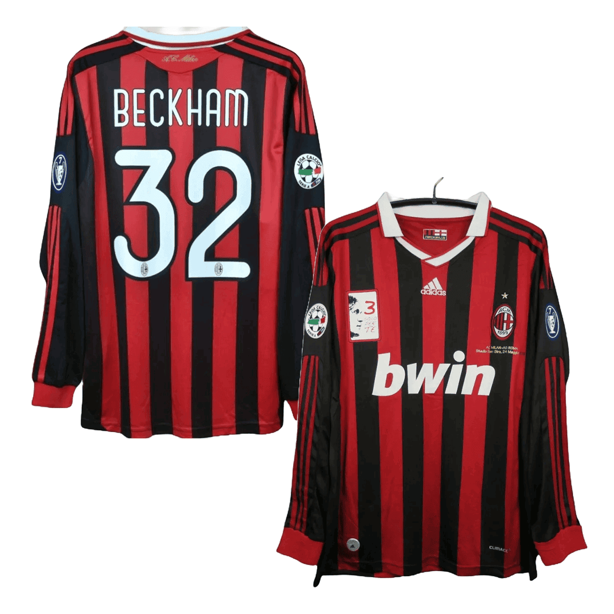 David Beckham 23 AC Milan 2009-2010 Retro Home Jersey – Men, Long Sleeve