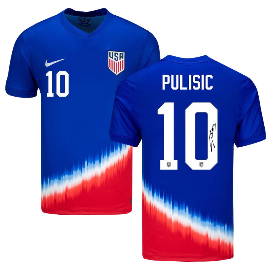 Christian Pulisic 10 Signed USMNT 2024 American Away Jersey Autographed – Men, Blue