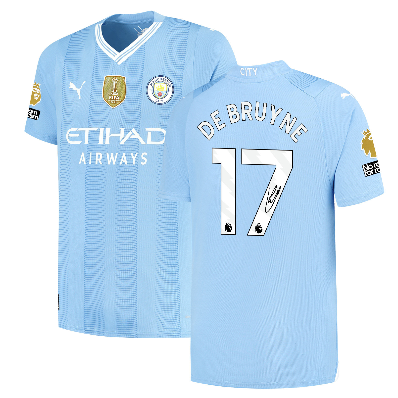 Kevin De Bruyne 17 Signed Manchester City 2023/24 Home Jersey – Men, Blue