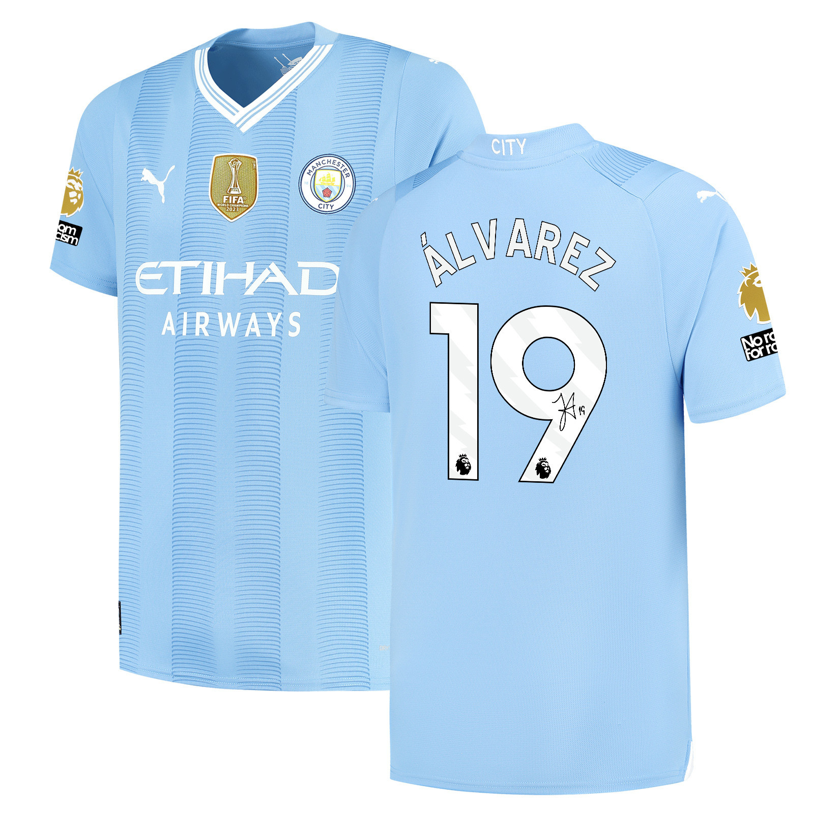 Julin lvarez 19 Signed Manchester City 2023/24 Home Jersey – Men, Blue