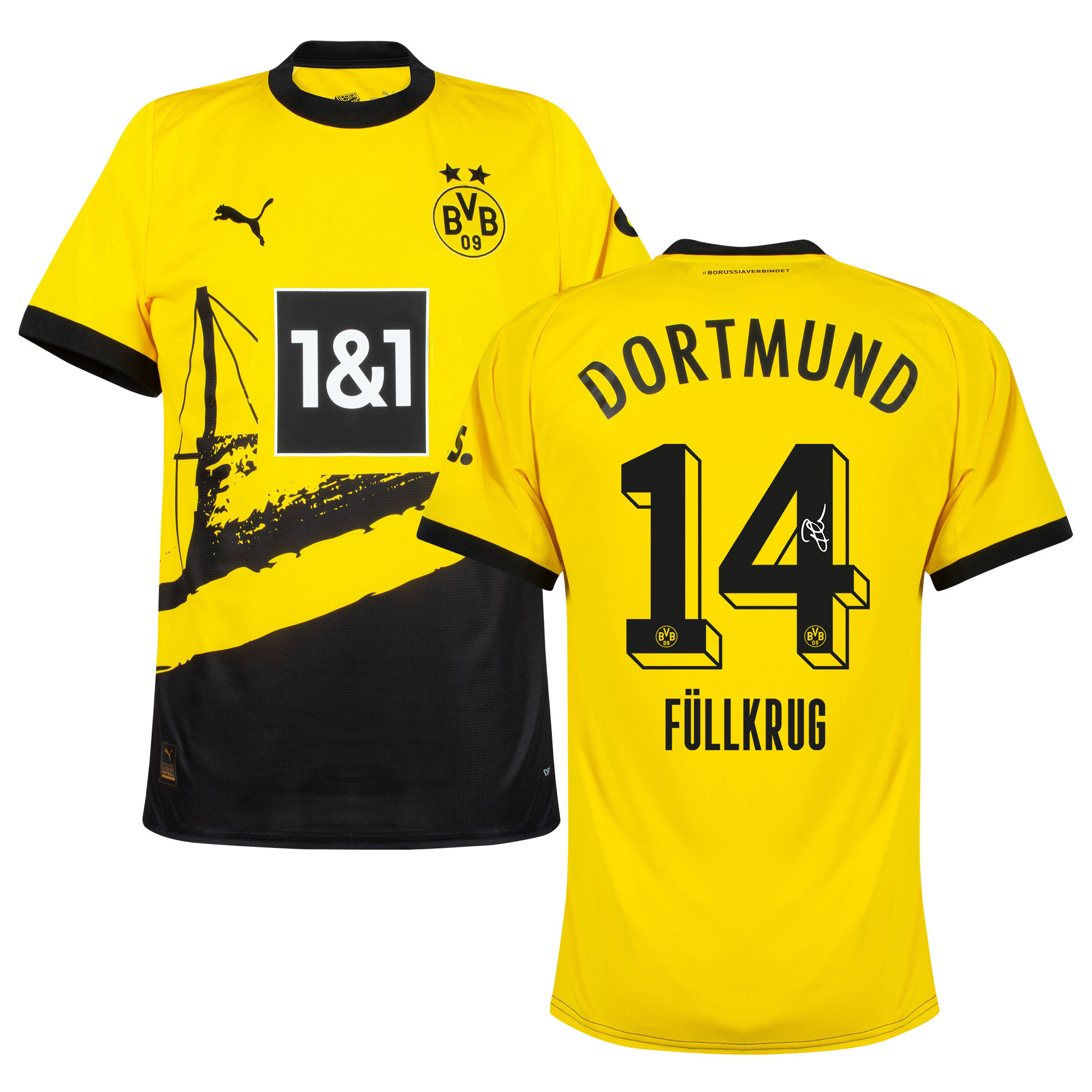 Niclas Fllkrug 14 Signed Borussia Dortmund 2023/24 Home Jersey Autographed – Men
