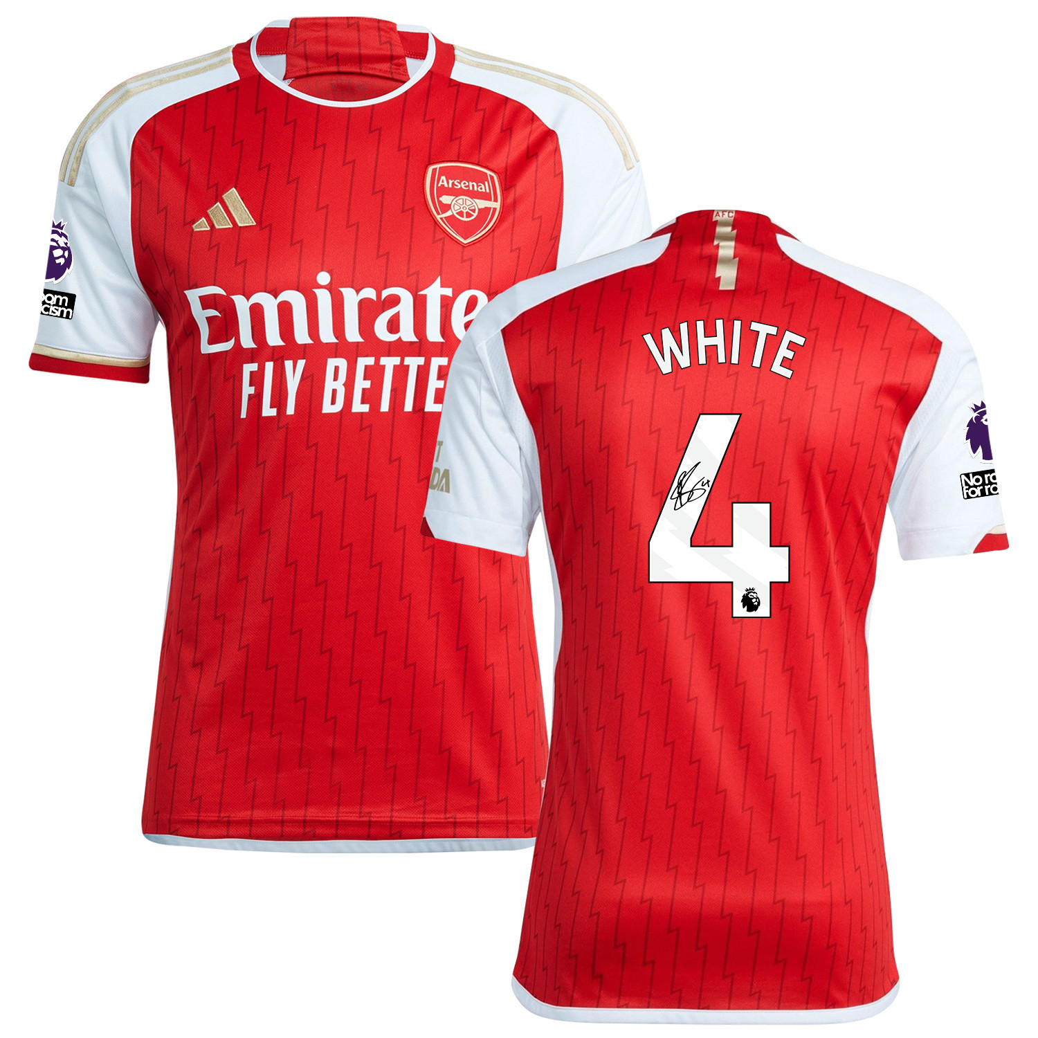Ben White 4 Signed Arsenal 2023/24 Home Jersey – Men, Red