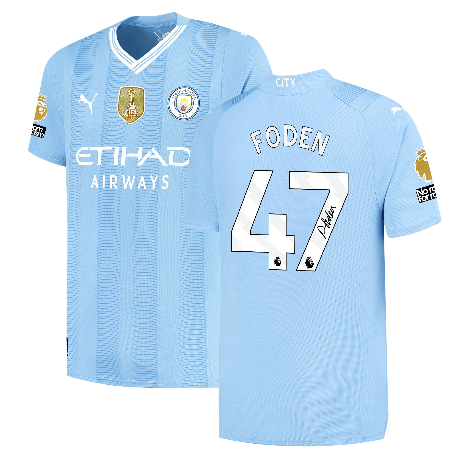 Phil Foden 47 Signed Manchester City 2023/24 Home Jersey – Men, Blue