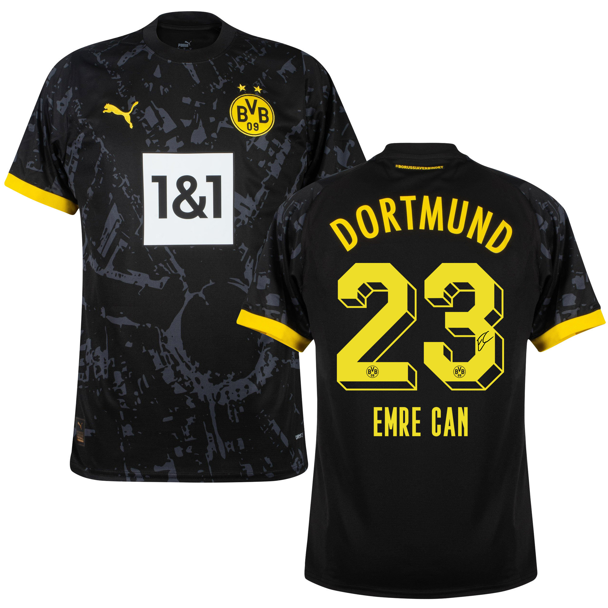 Emre Can 23 Signed Borussia Dortmund 2023/24 Away Jersey Autographed – Men, Black
