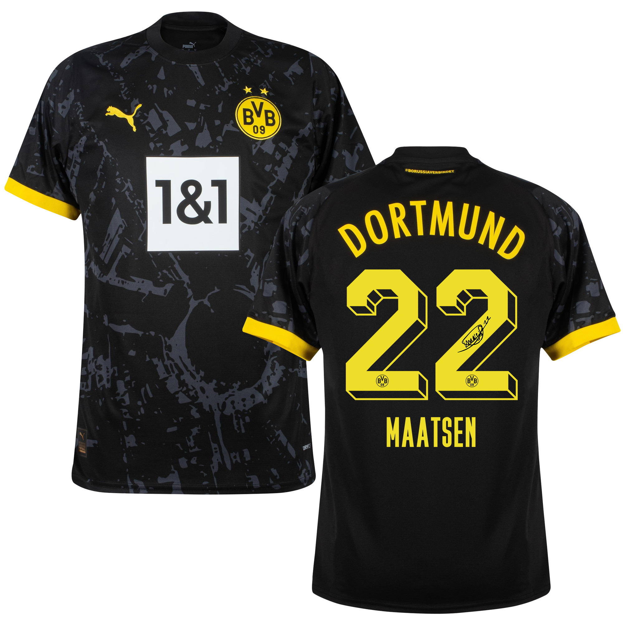 Ian Maatsen 22 Signed Borussia Dortmund 2023/24 Away Jersey Autographed – Men, Black