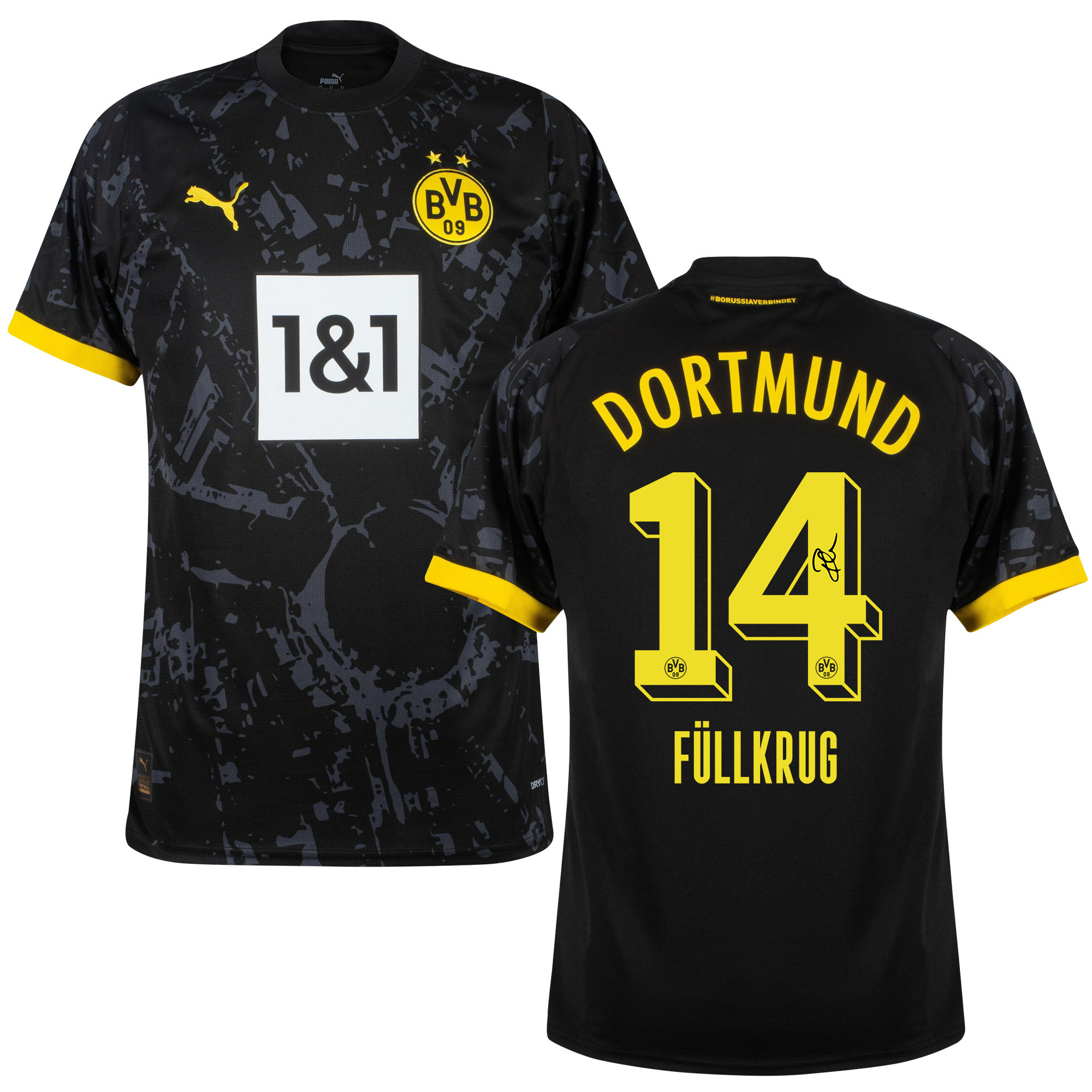 Niclas Fllkrug 14 Signed Borussia Dortmund 2023/24 Away Jersey Autographed – Men, Black