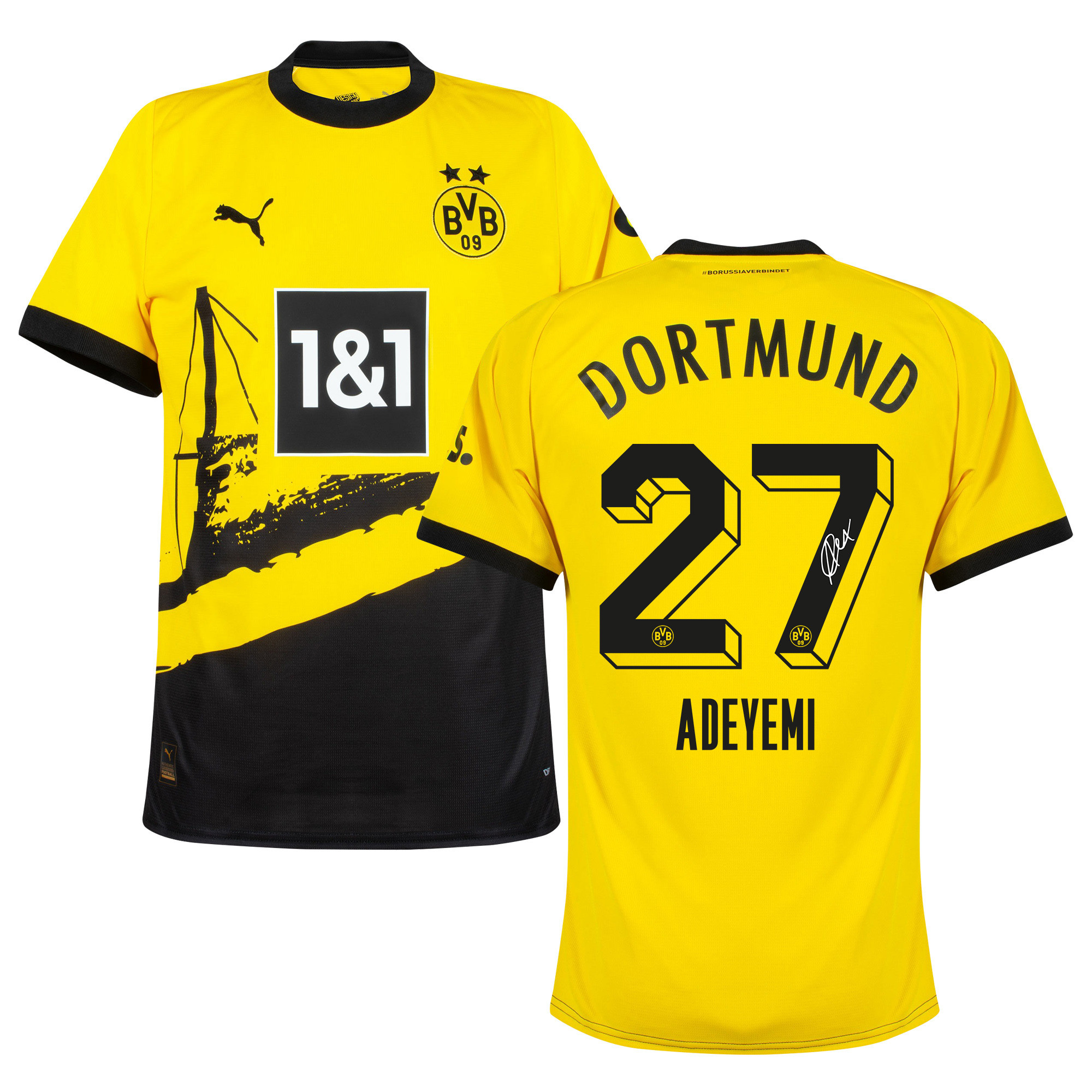Karim Adeyemi 27 Signed Borussia Dortmund 2023/24 Home Jersey Autographed – Men